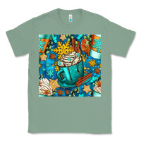 Sage winter coffee cups and snow with plaid seamless pattern bbs Classic Tee - BundleAndBundleShop