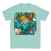 Seafoam winter coffee cups and snow with plaid seamless pattern bbs Classic Tee - BundleAndBundleShop