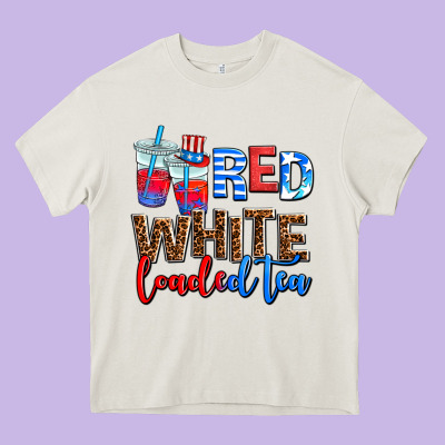 Red White Loaded Tea Heavy Core Tee Designed By Adodesignshop