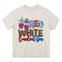 Cream Red white loaded tea Heavy Core Tee - AdoDesignShop