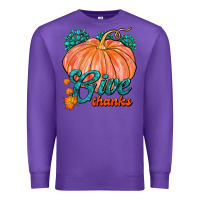 Purple Give Thanks Premium Sweatshirt - FaDigitalArtStudio