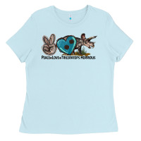 Baby Blue peace love triceratops horridus Ladies Tee - LillyAllenDesigns