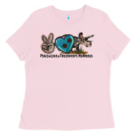 Bubblegum Pink peace love triceratops horridus Ladies Tee - LillyAllenDesigns