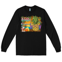 Black hello summer pineapple Long Sleeve Tee - BarkalooDesign