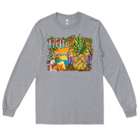 Heather Grey hello summer pineapple Long Sleeve Tee - BarkalooDesign