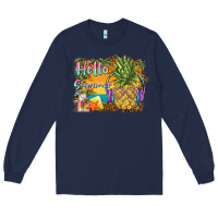 Navy hello summer pineapple Long Sleeve Tee - BarkalooDesign
