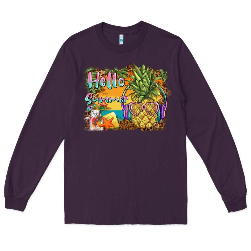 Hello Summer Pineapple Long Sleeve Tee by BarkalooDesign | Teevron