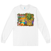 White hello summer pineapple Long Sleeve Tee - BarkalooDesign