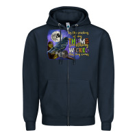 Navy something wicked this way comes Zipper Hoodie - CowGirlArtShop