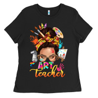 Black art teacher messy bun Ladies Tee - NancyCooperArtShop