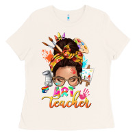 Bone art teacher messy bun Ladies Tee - NancyCooperArtShop