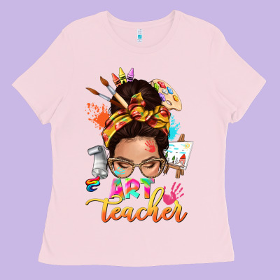 Art Teacher Messy Bun Ladies Tee Designed By Nancycooperartshop