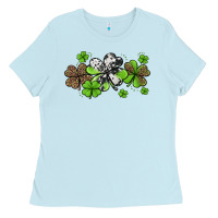 Western Cowhide Leopard Glitter Shamrocks Ladies Tee | Teevron