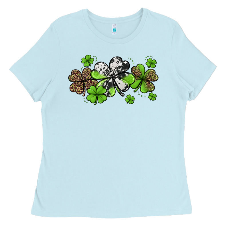 Western Cowhide Leopard Glitter Shamrocks Ladies Tee by Jasminsmagicworld | Teevron