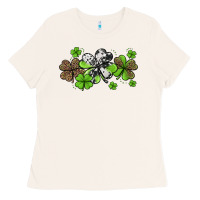 Bone western cowhide leopard glitter shamrocks Ladies Tee - Jasminsmagicworld
