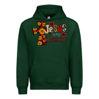 Forest Green Jesus is My Valentine Cross Urban Hoodie - CowhideDigitalArt