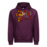 Mauve Wine Jesus is My Valentine Cross Urban Hoodie - CowhideDigitalArt