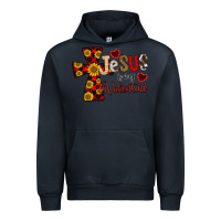 Navy Jesus is My Valentine Cross Urban Hoodie - CowhideDigitalArt