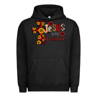 Pigment Black Jesus is My Valentine Cross Urban Hoodie - CowhideDigitalArt