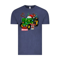 Vintage Denim farm tractor christmas Vintage Tee - MaliasSmallBusiness