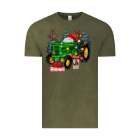 Vintage Olive farm tractor christmas Vintage Tee - MaliasSmallBusiness