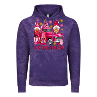 Cloud Purple Tis' the season pink Christmas gnomes truck Vintage Hoodie - NancyCooperArtShop