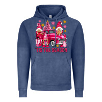 Vintage Denim Tis' the season pink Christmas gnomes truck Vintage Hoodie - NancyCooperArtShop