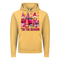 Vintage Mustard Tis' the season pink Christmas gnomes truck Vintage Hoodie - NancyCooperArtShop