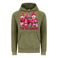 Vintage Olive Tis' the season pink Christmas gnomes truck Vintage Hoodie - NancyCooperArtShop