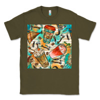 Army Green western indian coffee cups with aztec seamless pattern bbs Classic Tee - BundleAndBundleShop