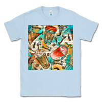 Dusty Blue western indian coffee cups with aztec seamless pattern bbs Classic Tee - BundleAndBundleShop