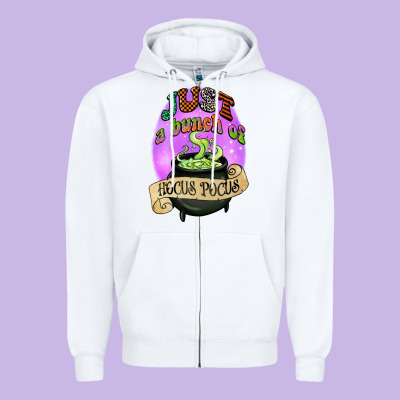 Just A Bunch Of Hocus Pocus Zipper Hoodie Designed By Cowgirlartshop