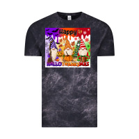 Cloud Black happy hallothanksmas gnomies Vintage Tee - MaliasSmallBusiness