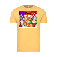 Vintage Mustard happy hallothanksmas gnomies Vintage Tee - MaliasSmallBusiness