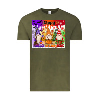 Vintage Olive happy hallothanksmas gnomies Vintage Tee - MaliasSmallBusiness
