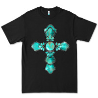Black western turquoise gemstone cross Premium Tee - BarkalooDesign