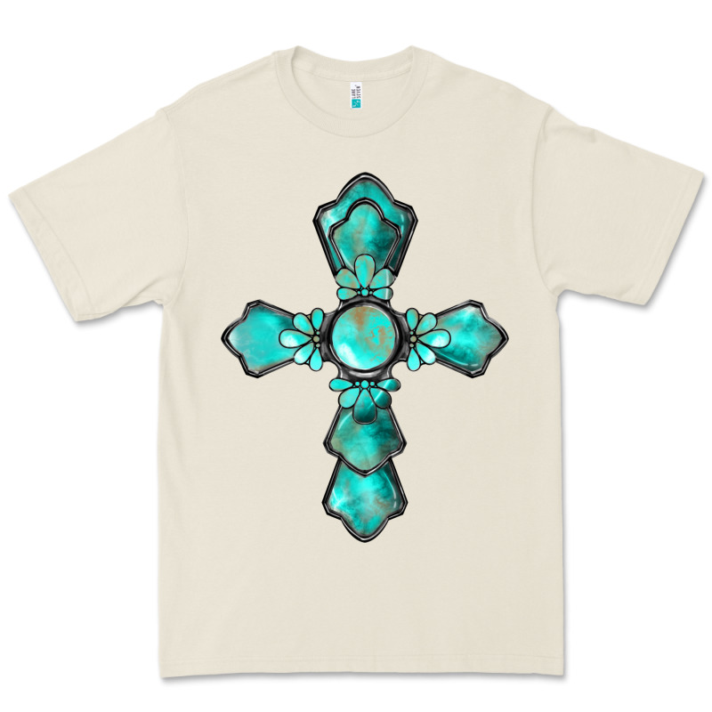 Western Turquoise Gemstone Cross Premium Tee by BarkalooDesign | Teevron