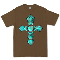 Cacao western turquoise gemstone cross Premium Tee - BarkalooDesign