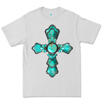 Dove Grey western turquoise gemstone cross Premium Tee - BarkalooDesign