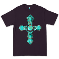 Plum western turquoise gemstone cross Premium Tee - BarkalooDesign