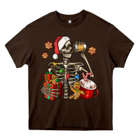 Chocolate Brown christmas skeleton coffee Heavy Core Tee - Jasminsmagicworld