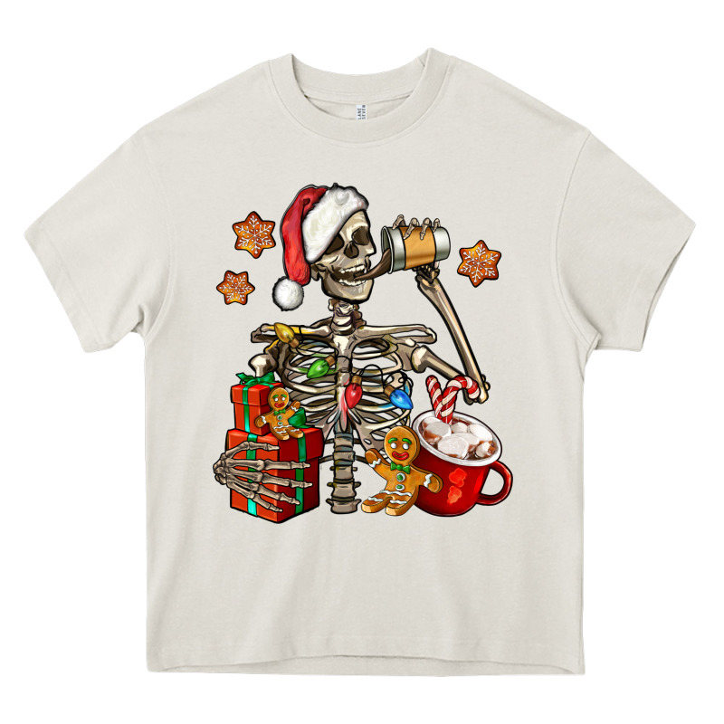 Christmas Skeleton Coffee Heavy Core Tee by Jasminsmagicworld | Teevron