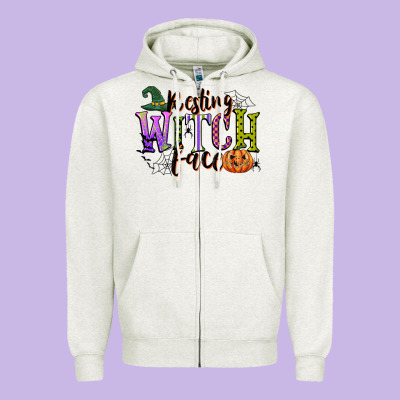 Resting Witch Face Zipper Hoodie Designed By Cowgirlartshop