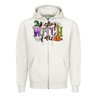 Oatmeal Heather resting witch face Zipper Hoodie - CowGirlArtShop