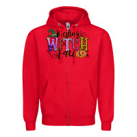 Red resting witch face Zipper Hoodie - CowGirlArtShop