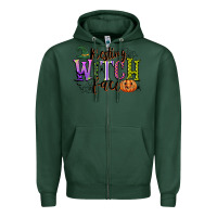Sports Green resting witch face Zipper Hoodie - CowGirlArtShop