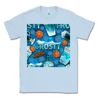 Dusty Blue winter frosty coffee cups and snow seamless pattern bbs Classic Tee - BundleAndBundleShop