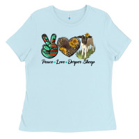Baby Blue Peace Love Dorper Sheep Ladies Tee - LillyAllenDesigns