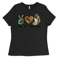 Black Peace Love Dorper Sheep Ladies Tee - LillyAllenDesigns
