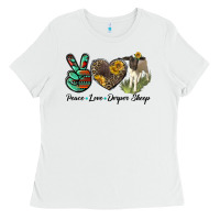 White Peace Love Dorper Sheep Ladies Tee - LillyAllenDesigns